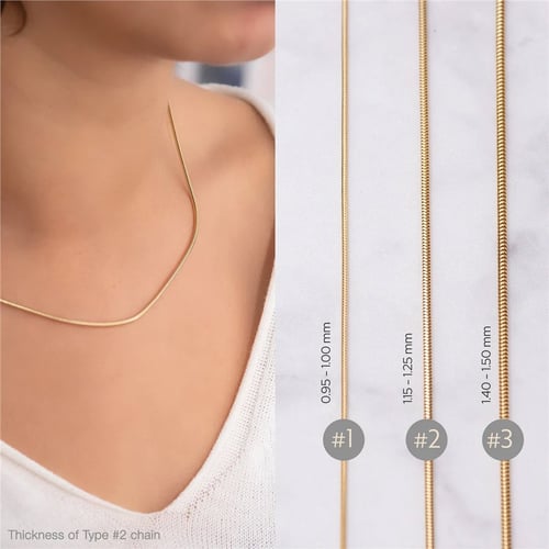 Goldstore-14K Solid Yellow Gold Snake Chain, Yellow Gold Long Snake Chain Necklace, 14 To 32 Inch Long Snake Chain Layering Necklace