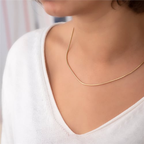 Goldstore-14K Solid Yellow Gold Snake Chain, Yellow Gold Long Snake Chain Necklace, 14 To 32 Inch Long Snake Chain Layering Necklace