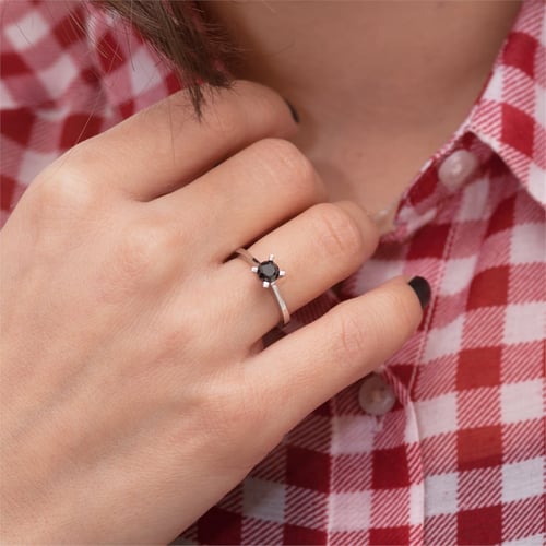 Goldstore-18 Ayar 0.72 ct. Siyah Pırlanta Tektaş Yüzük