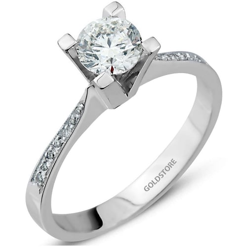 Goldstore-18 Ayar Altın 0.43 ct F COLOR Pırlanta Tek Taş Yüzük