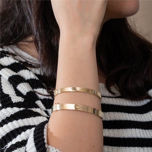 Goldstore-2mm 3mm 4mm 6mm 8mm Width 14K Solid Gold Bangle Bracelet, Custom Engraved Hinged Personalized Oval Bangle, Stacking Gold Cuff Gift For Her