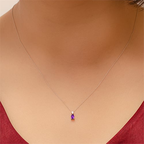 Goldstore-Ametist Taşlı 0.04 ct. Pırlanta Kolye