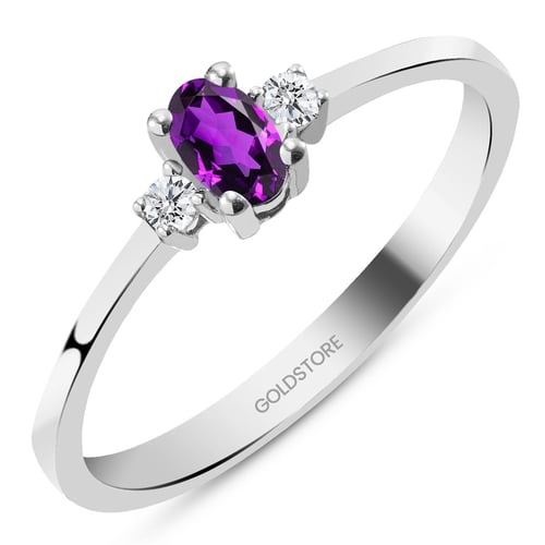 Goldstore-Ametist Taşlı 0.08 ct. Pırlanta Yüzük