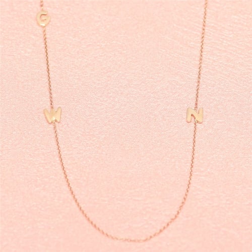 Goldstore-Dainty Initial 14k Gold Necklace, Sideways Minimal Initial Necklace, Gold Letters Birthstone Necklace, Multiple 1 2 3 4 Letters Necklace.