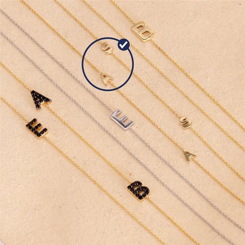 Goldstore-Dainty Initial 14k Gold Necklace, Sideways Minimal Initial Necklace, Gold Letters Birthstone Necklace, Multiple 1 2 3 4 Letters Necklace.
