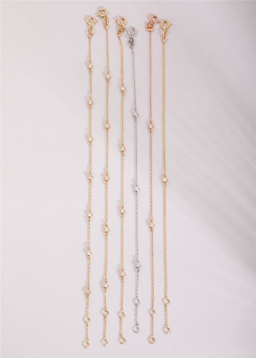 Goldstore-Diamonds By The Yard Bracelet 14K 18K Solid Gold, Dainty Station Genuine Diamond Bracelet, Bezel Diamond Setting Bracelet, Gift For Her