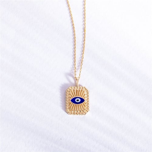 Goldstore-Evil Eye Fluted Disc Medallion Pendant 14K 18K Solid Gold, Enamel Evil Eye Ballerina Custom Backside Engrave Pendant, Sunlight Eye Pendant