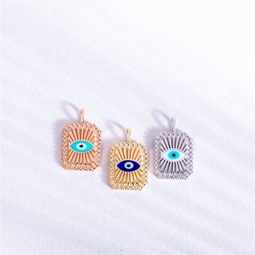 Goldstore-Evil Eye Fluted Disc Medallion Pendant 14K 18K Solid Gold, Enamel Evil Eye Ballerina Custom Backside Engrave Pendant, Sunlight Eye Pendant