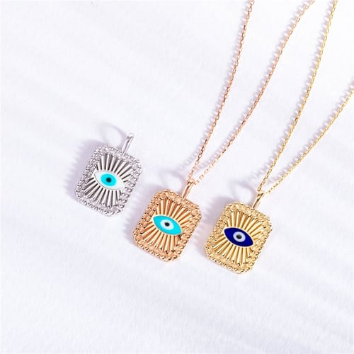 Goldstore-Evil Eye Fluted Disc Medallion Pendant 14K 18K Solid Gold, Enamel Evil Eye Ballerina Custom Backside Engrave Pendant, Sunlight Eye Pendant