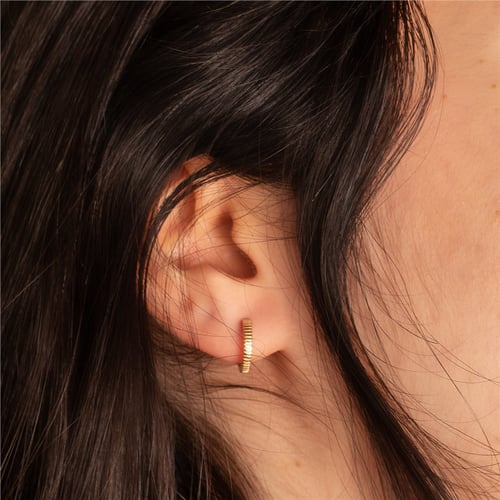 Goldstore-Gear Hinged Hoop Earrings, Serrated Ear Cuff, 14K 18K Solid Gold Hoop Earrings, Dainty Small Mini Sleeper Huggie, Round Stacking Conch Hoop