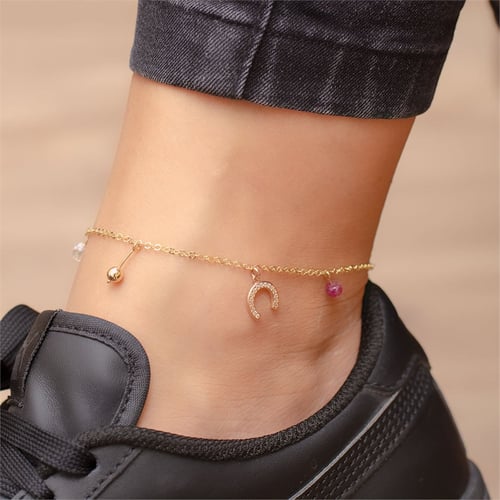 Goldstore-Renkli Taşlı Nal Halhal