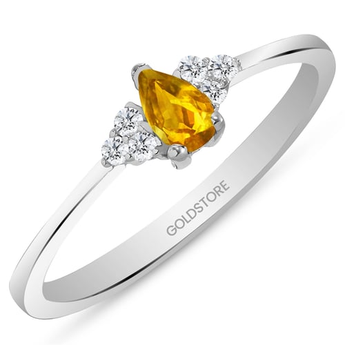 Goldstore-Sitrin Taşlı 0.08 ct. Pırlanta Yüzük