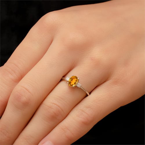 Goldstore-Sitrin Taşlı 0.12 ct. Pırlanta Yüzük