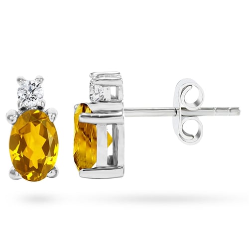 Goldstore-Sitrin Taşlı 0.12 ct. Pırlanta Küpe