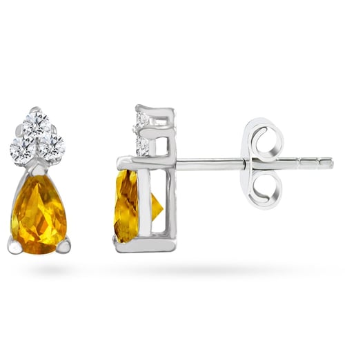 Goldstore-Sitrin Taşlı 0.12 ct. Pırlanta Küpe