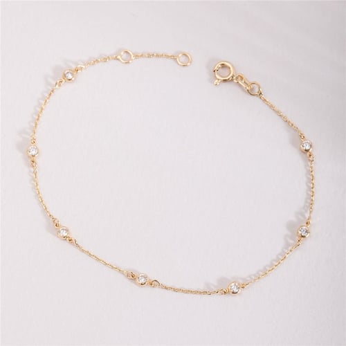 Goldstore-Solo or Choir Diamond Solitary Bracelet - Dainty 14K Solid Gold Diamond Bracelet for Every Day