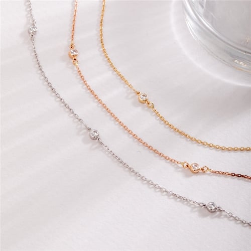 Goldstore-Solo or Choir Diamond Solitary Bracelet - Dainty 14K Solid Gold Diamond Bracelet for Every Day