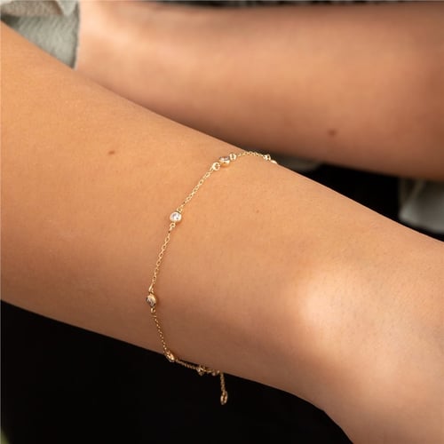 Goldstore-Solo or Choir Diamond Solitary Bracelet - Dainty 14K Solid Gold Diamond Bracelet for Every Day