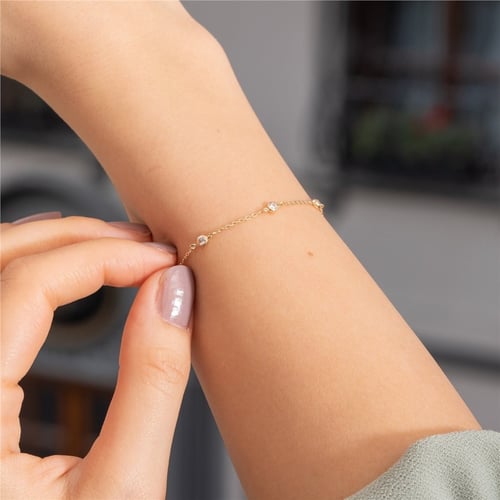 Goldstore-Solo or Choir Diamond Solitary Bracelet - Dainty 14K Solid Gold Diamond Bracelet for Every Day