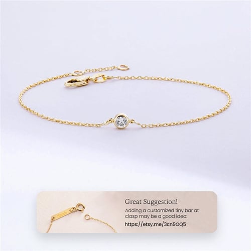 Goldstore-Solo or Choir Diamond Solitary Bracelet - Dainty 14K Solid Gold Diamond Bracelet for Every Day