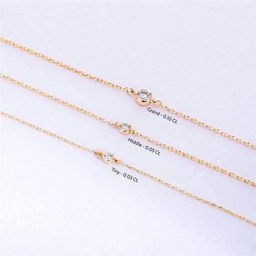 Goldstore-Solo or Choir Diamond Solitary Bracelet - Dainty 14K Solid Gold Diamond Bracelet for Every Day