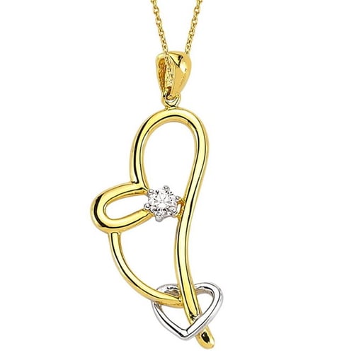 Goldstore-URL 0.09 ct. Pırlanta Kalp Kolye