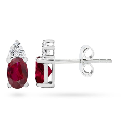 Goldstore-URL 0.1 ct. Pırlanta Yakut Klasik Küpe