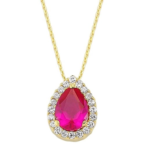 Goldstore-URL 0.14 ct. Pırlanta Yakut Anturaj Kolye