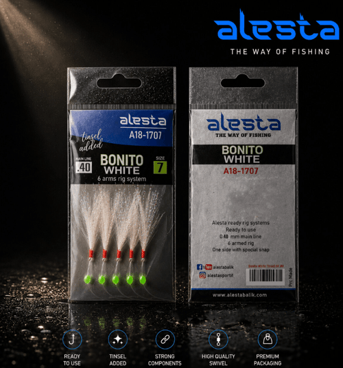Hazır Takımlar Alesta Bonito White Tinsel Rig X0270 6K Çapari - 0.40MM NO:6