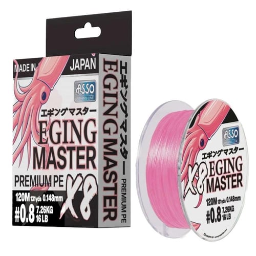 İp Misinalar Asso 8X Eging Master PE 8 Örgü İp Misina 120mt Pink - 0.6PE