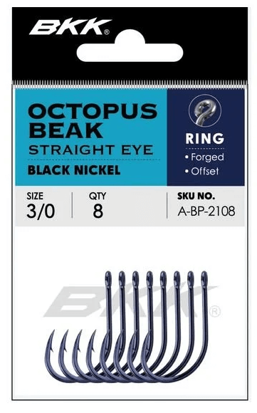 Tekli İğneler BKK Octopus Beak Straight Eye Olta İğnesi - 4-0