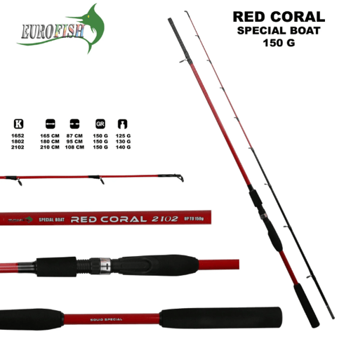 Tekne Kamışları Eurofish Red Coral 165 cm 150 gr 2 Parça Bot Tekne Kamışı