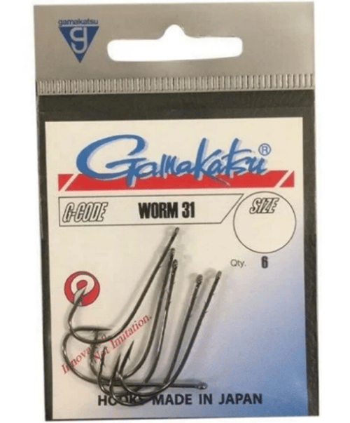 Gamakatsu Worm 31 Siyah Olta İğnesi - 1/0-6LI Tekli İğneler