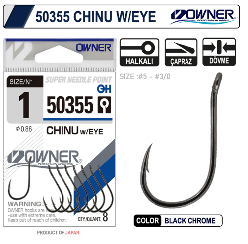 Tekli İğneler Owner 50355 Chinu W/ Eye Gun Black İğne