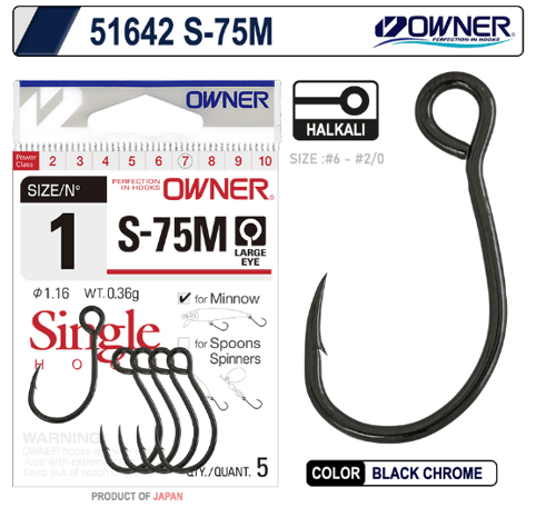 Tekli İğneler Owner 51642 S-75M Black Chrome İğne
