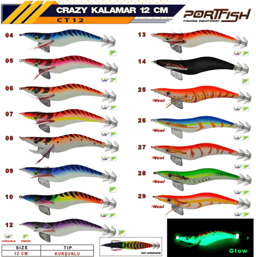 Kalamar Zokaları Portfish Crazy Kalamar Zokası 3,5 gr Kurşunlu 12 cm - 25