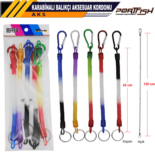 Portfish Karabinalı Balıkçı Aksesuar Kordonu Balıkçılık Aksesuarları