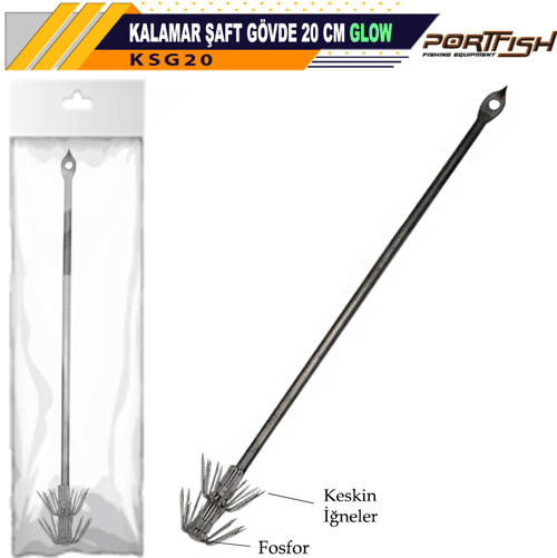 PORTFISH Portfish Kalamar Şaftı Gövde Glow 20 cm Aksesuarlar