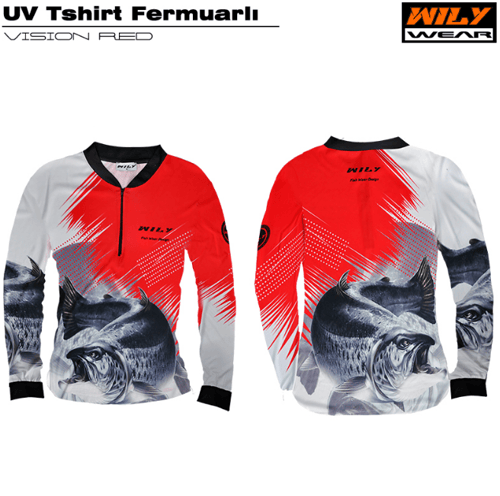 Balıkçı Giyim Wily Wear UV T-Shirt Fermuarlı Vision Red - M