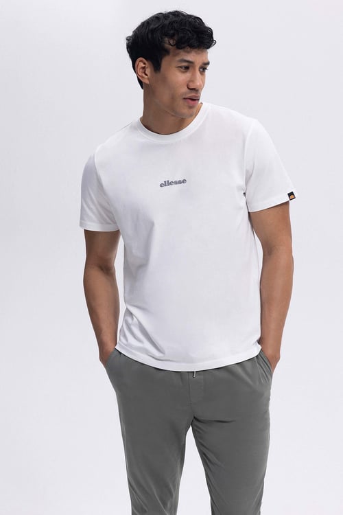 % 100 Pamuk Baskılı Regular Fit Bisiklet Yaka Erkek T Shirt EM462-OF BEYAZ