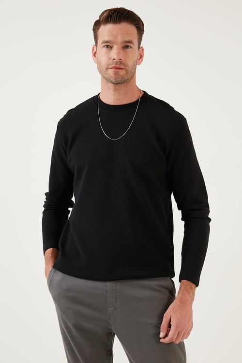 % 100 Pamuk Bisiklet Yaka Regular Fit Erkek Sweat 5905406 SİYAH