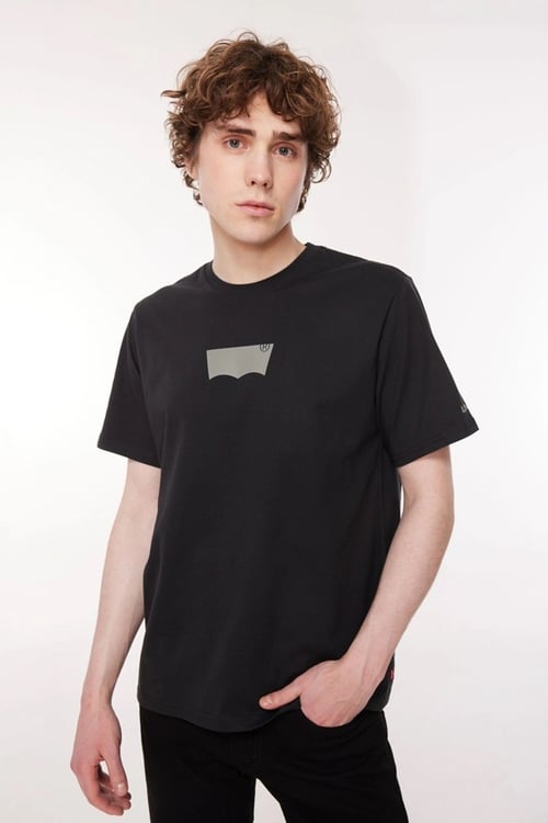 % 100 Pamuk Bisiklet Yaka Relaxed Fit Erkek T Shirt A2082-0147 SİYAH