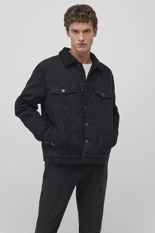 % 100 Pamuk Oversize Fit Yapay Yumuşak Tüylü Klasik Yaka Erkek Kot Ceket 0111214-89117 ANTRASİT