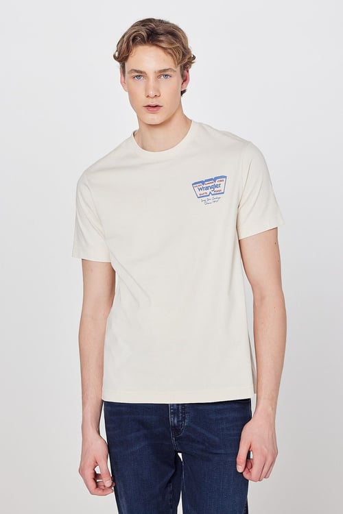 % 100 Pamuk Regular Fit Bisiklet Yaka Erkek T Shirt W2610018 614 BEJ
