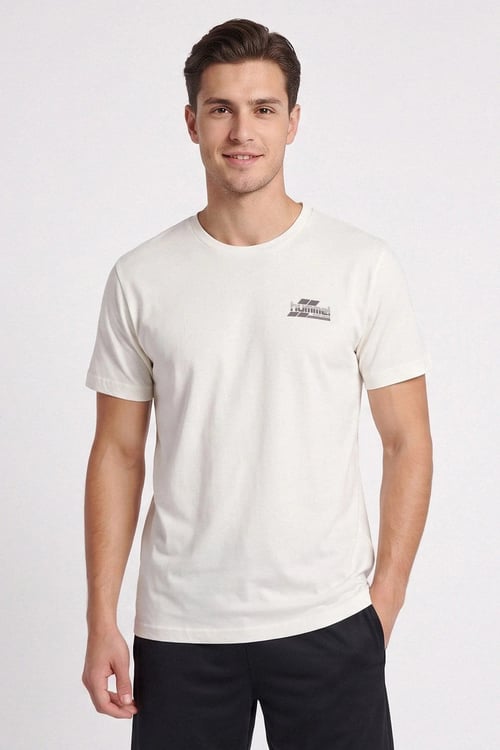% 100 Pamuk Regular Fit Bisiklet Yaka Erkek T Shirt 912435-9157 EKRU