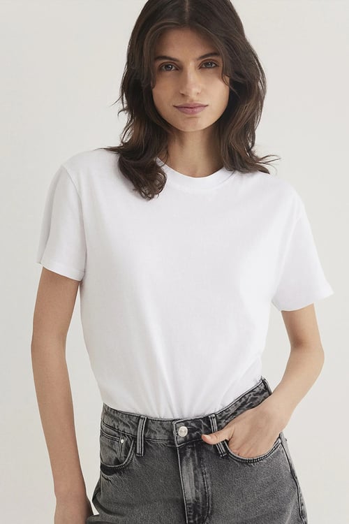 % 100 Pamuk Regular Fit Bisiklet Yaka Kadın T Shirt 1600955-620 BEYAZ