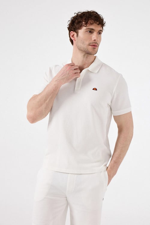 % 100 Pamuk Regular Fit Düğmeli Erkek Polo Yaka T Shirt 6SM5044-OF BEYAZ