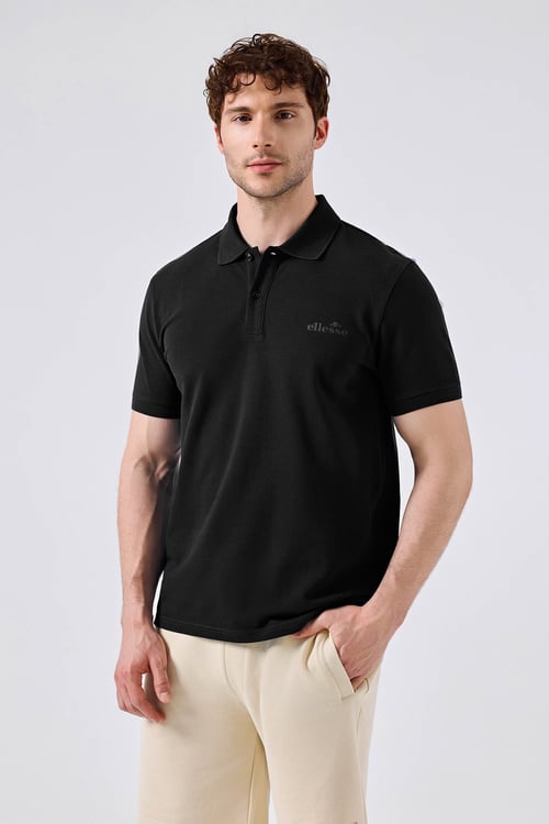 % 100 Pamuk Regular Fit Düğmeli Erkek Polo Yaka T Shirt 6SM5018-BK SİYAH