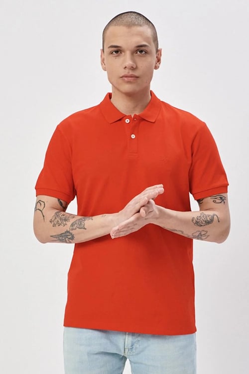 % 100 Pamuk Regular Fit Düğmeli Erkek Polo T Shirt L211810512 512 MERCAN