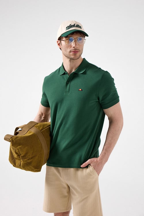 % 100 Pamuk Regular Fit Düğmeli Erkek Polo Yaka T Shirt 6SM5044-GRN YEŞİL